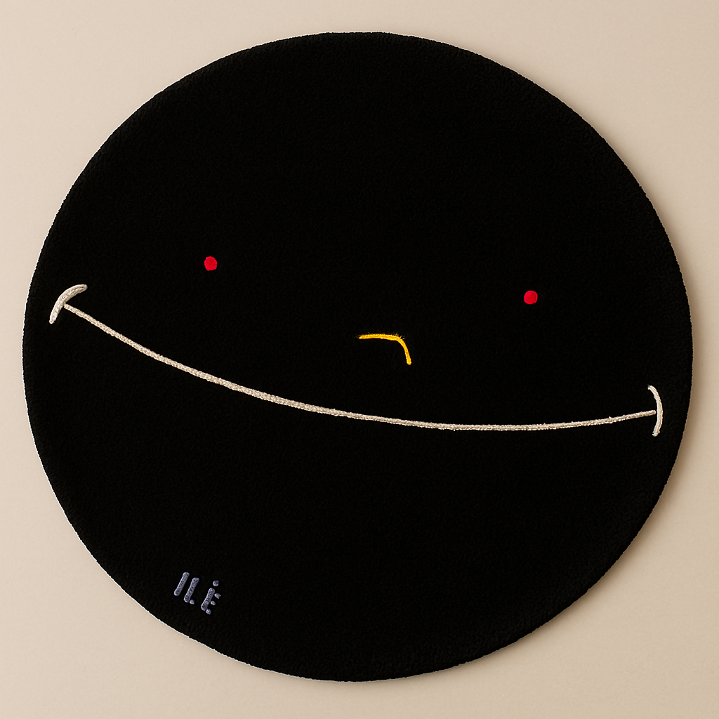 Rug: Big Smile, Big Problem, ~ 1.2m Diameter