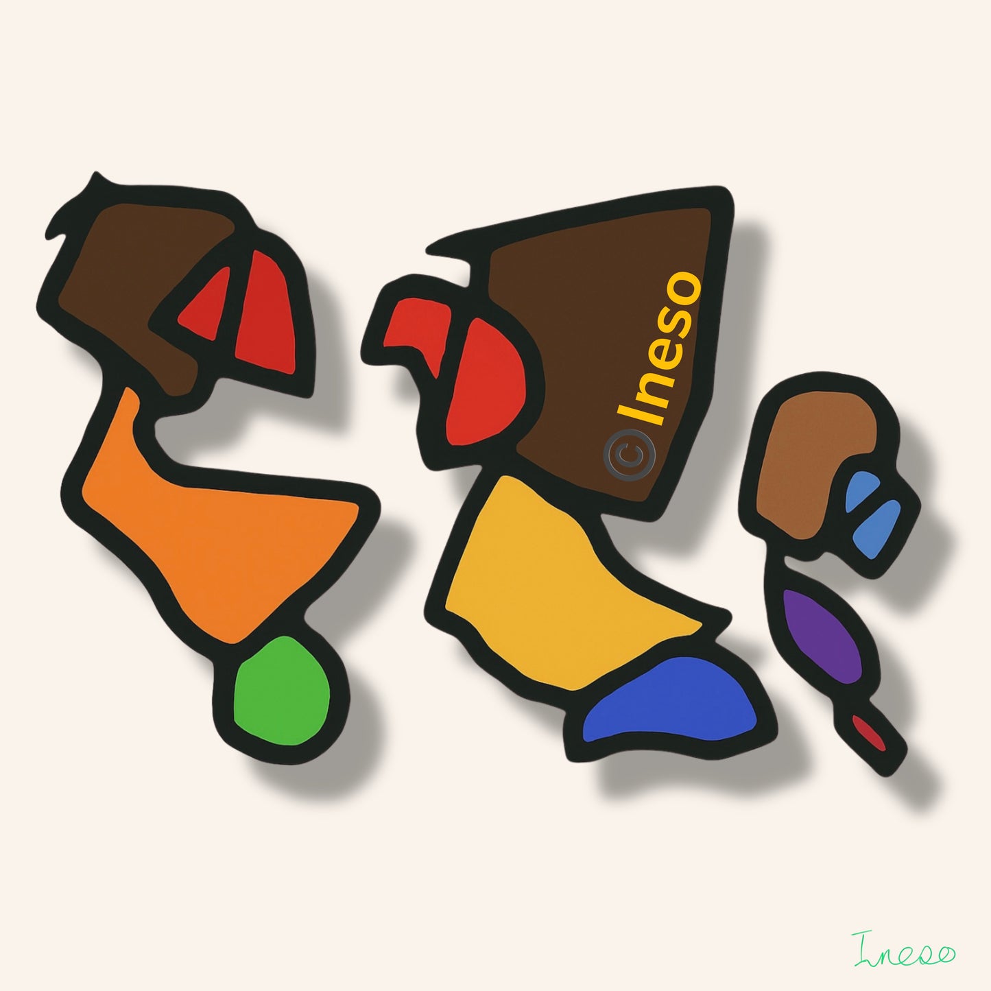 Discussing Little Ineso, 40 x 40cm, 2025 (2 Variants)