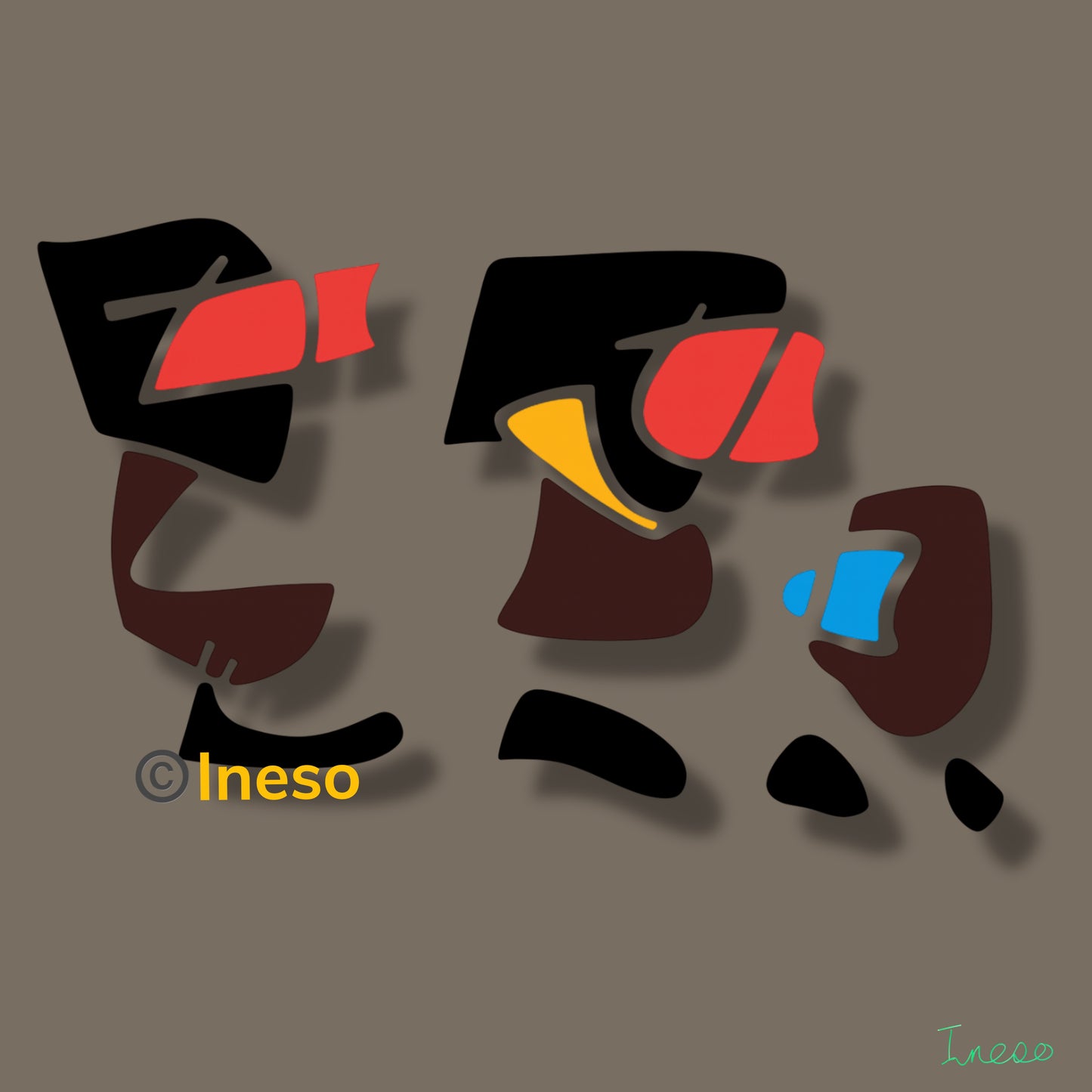 Discussing Little Iyabo, 40 x 40cm, 2024 (2 Variants)