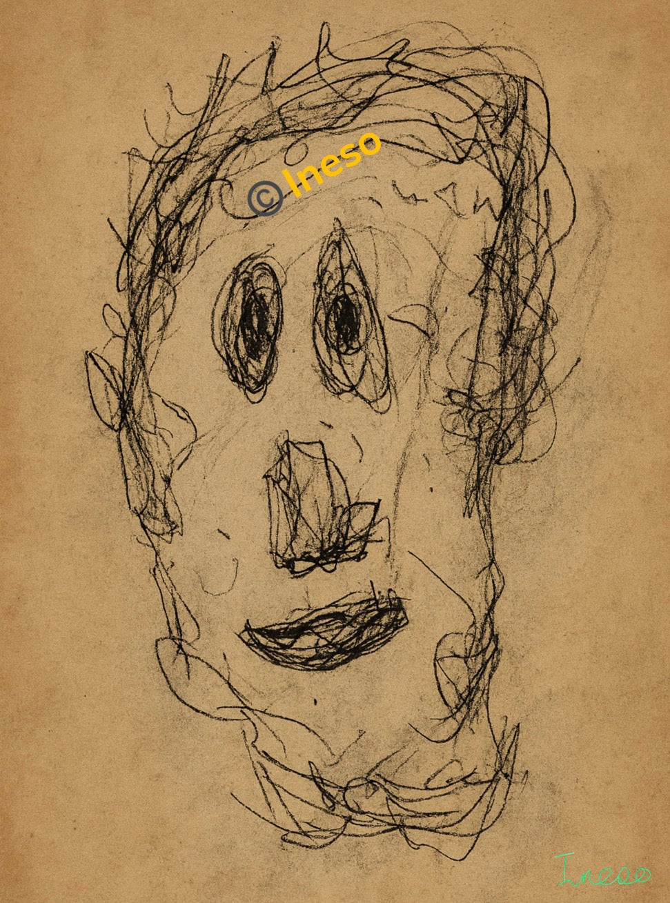 $uffering & $miling, (1) 40 x 40cm, (2) 70 x 60cm 2023 (4 Variants)