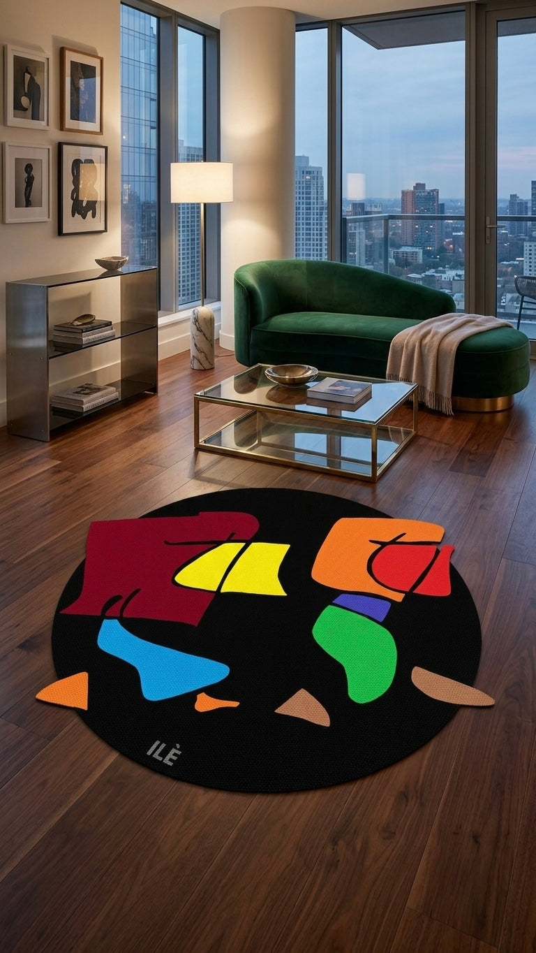 Rug: Our 1st Date, ~ 1.2m Diameter