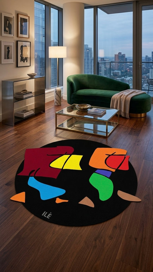 Rug: Our 1st Date, ~ 1.2m Diameter