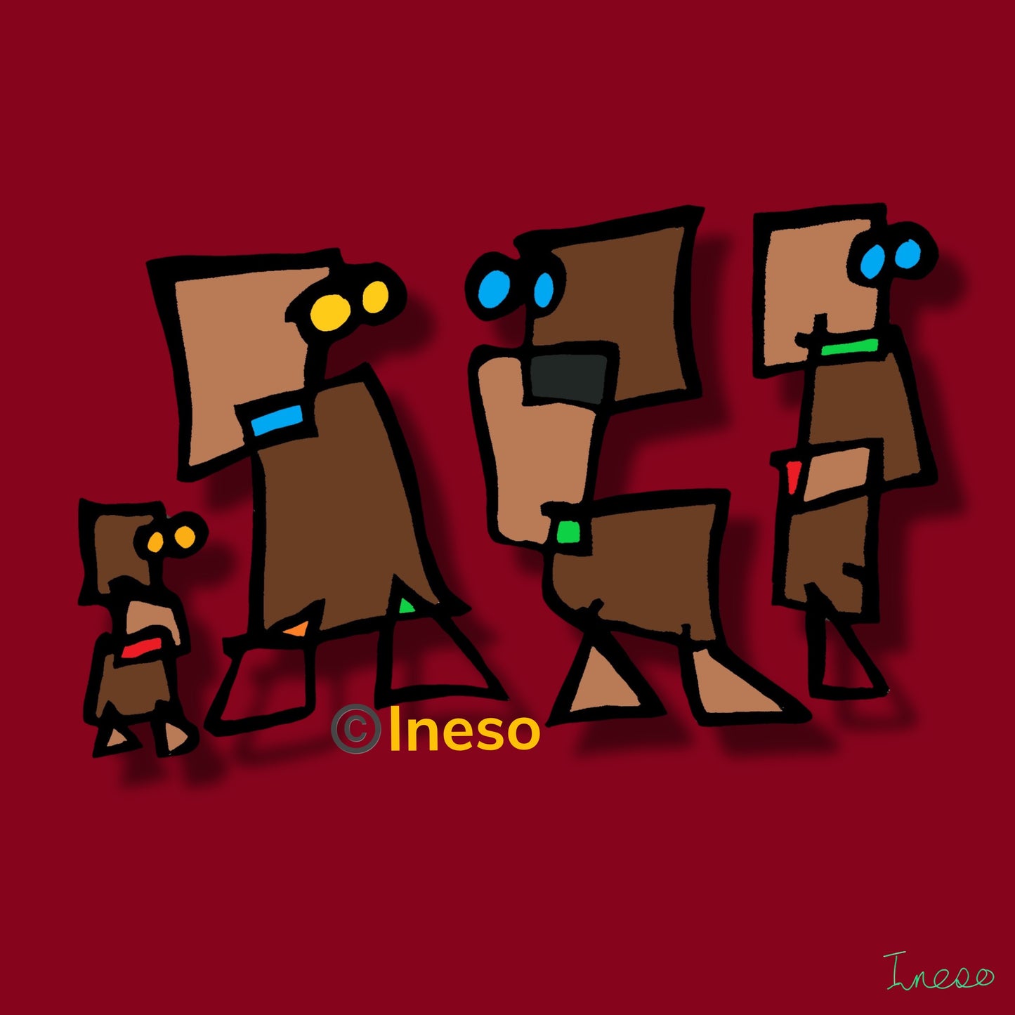 Family Of Four, 40 x 40cm, 2022 (2 Variants)