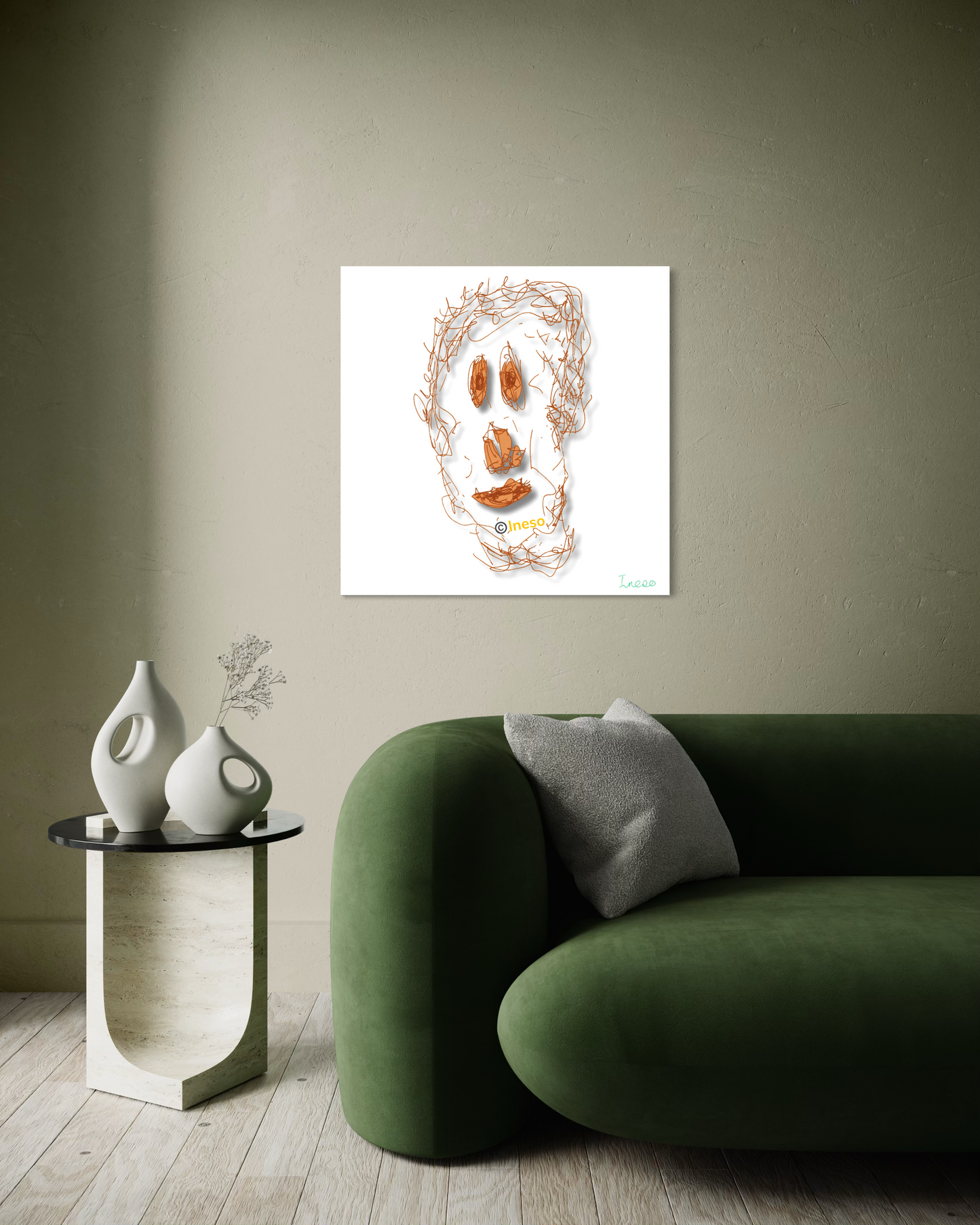 $uffering & $miling, (1) 40 x 40cm, (2) 70 x 60cm 2023 (4 Variants)