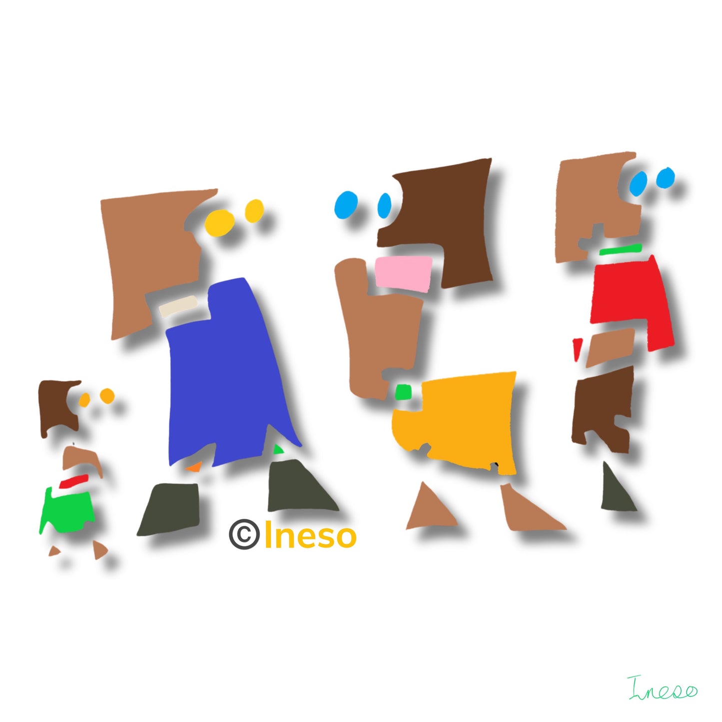 Family Of Four, 40 x 40cm, 2022 (2 Variants)