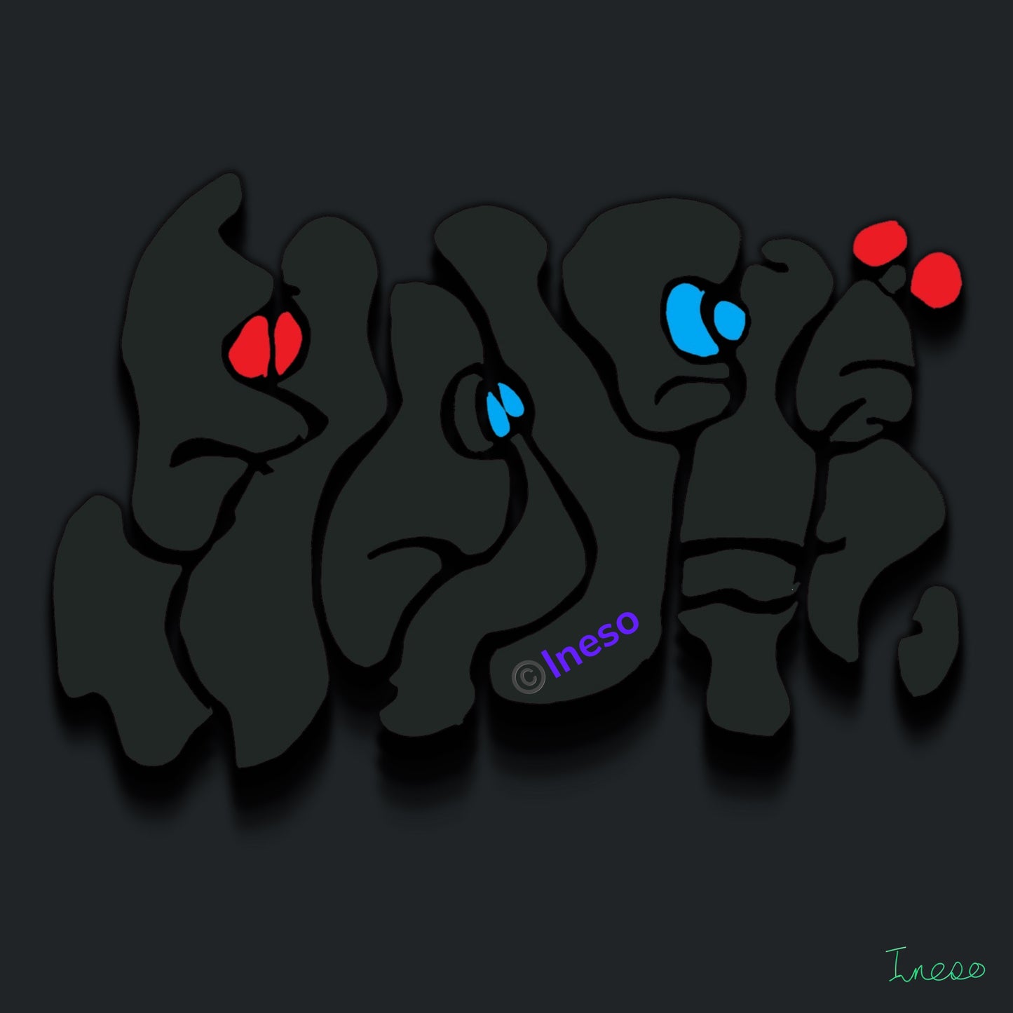 Grumpy Bunch, 40 x 40cm, 2023 (3 Variants)