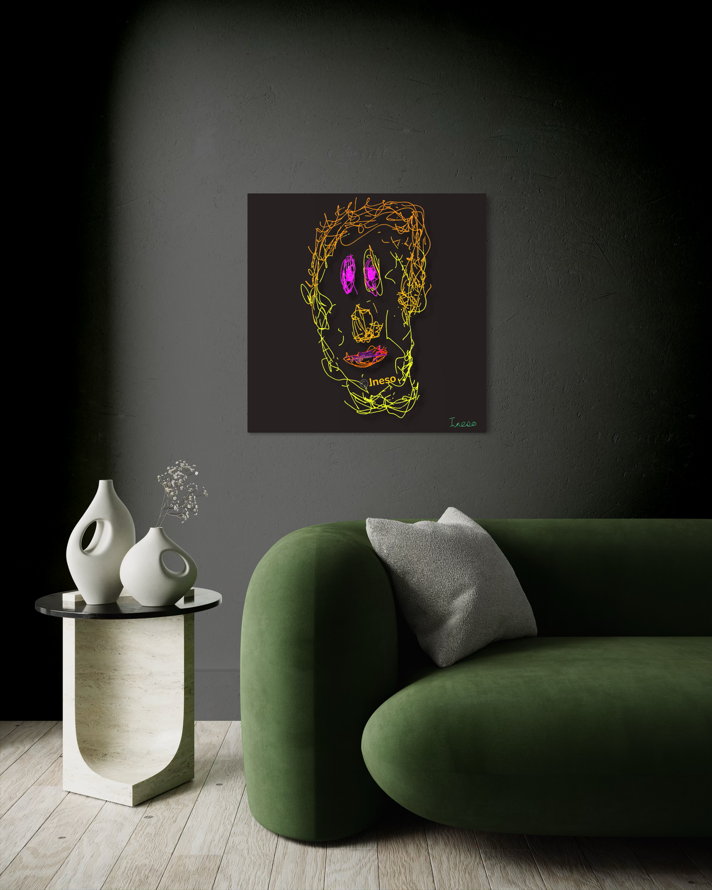 $uffering & $miling, (1) 40 x 40cm, (2) 70 x 60cm 2023 (4 Variants)