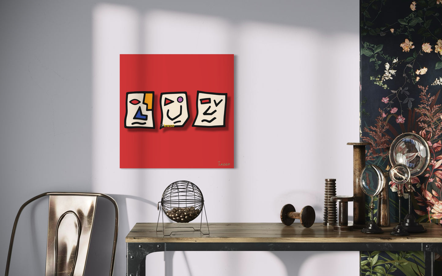 Trio Of Abstract Faces, 40 x 40cm, 2023