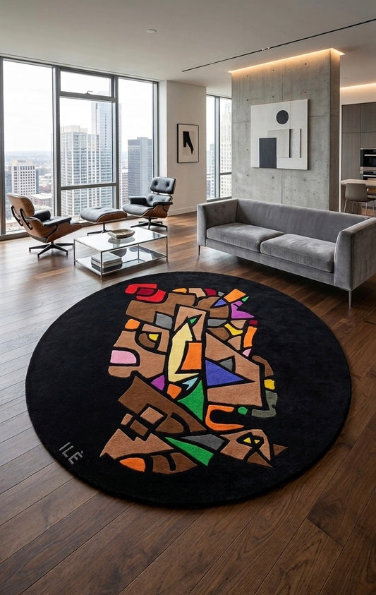 Rug: Oranyan - The Warrior King, 1.2m Diameter