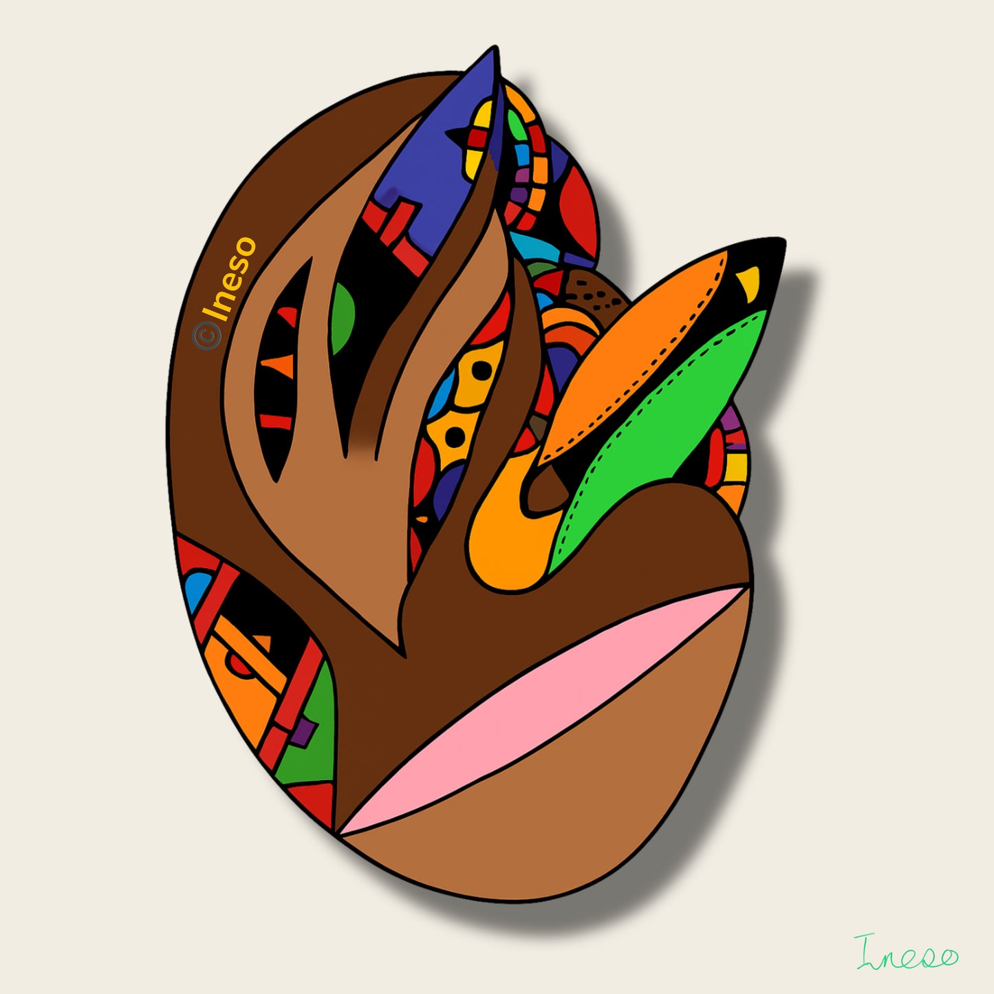 African Pinocchio, 40 x 40cm, 2022 (2 Variants)