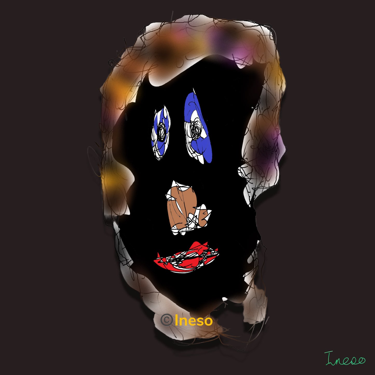 $uffering & $miling, (1) 40 x 40cm, (2) 70 x 60cm 2023 (4 Variants)
